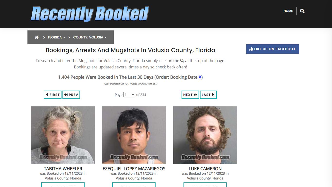 Recent bookings, Arrests, Mugshots in Volusia County, Florida